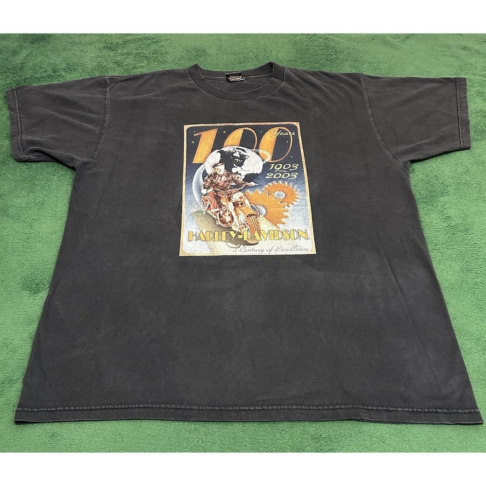 Vintage Y2K Harley Davidson Mens Black 100 Years T-Shirt XL Boswells Nashville